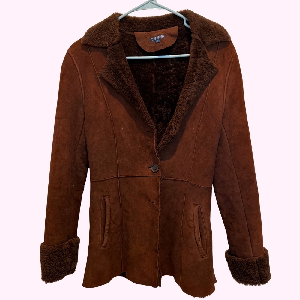 J. McLaughlin Spanish Merino Lamb Shearling Penny Lane Jacket Size Small Brown
